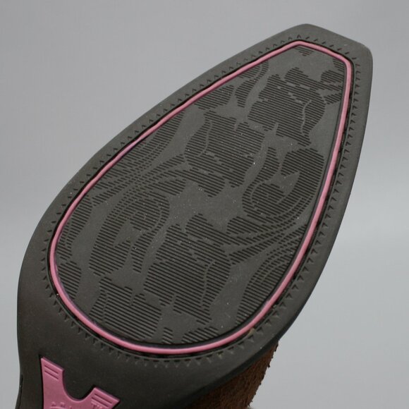 Ariat Ladies 9.5 B Brown Distressed Suede Pink Side-zip Cowboy Boots - 10007853 - Picture 10 of 12